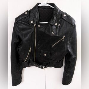 Vintage Y2K Atelier Leather Sheepskin Biker Cropped Made in Australia women’s S